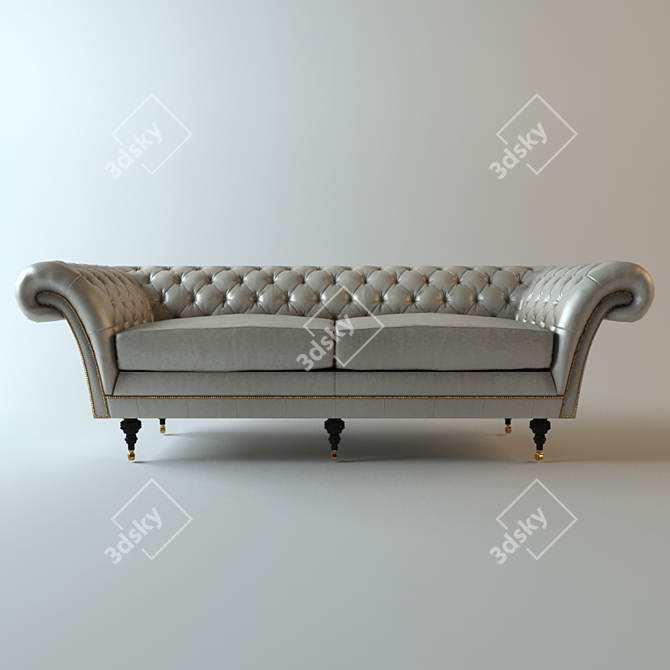 Triple Bed Chesterfield Sofa 3D model image 1