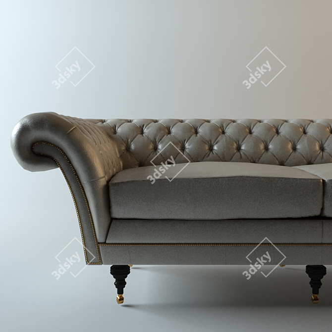 Triple Bed Chesterfield Sofa 3D model image 2