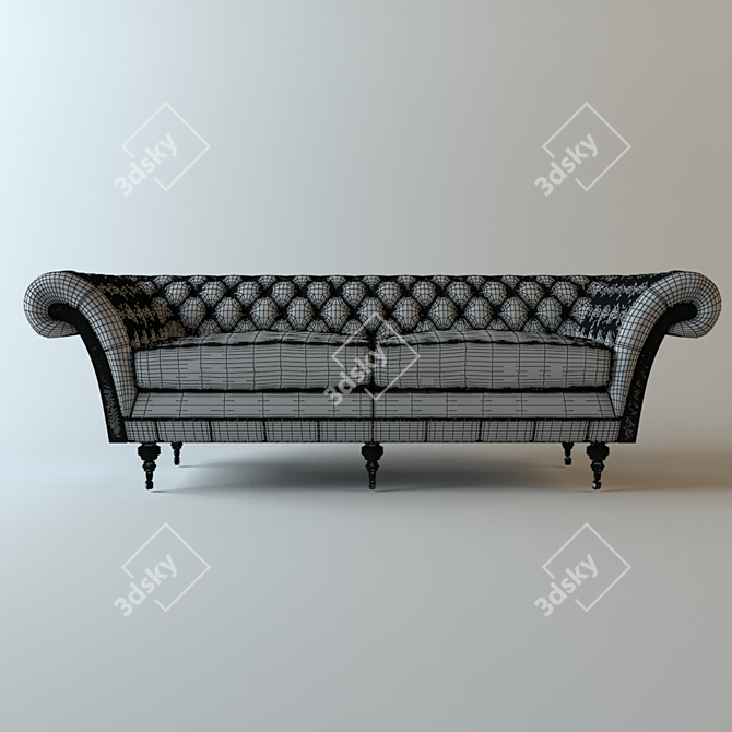 Triple Bed Chesterfield Sofa 3D model image 3