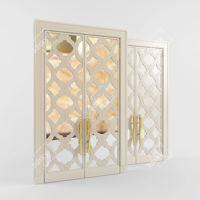 Elegant Glass and Mirror Door 3D model image 2