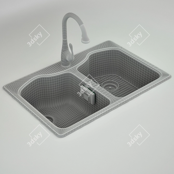 Premium Sink & Mixer Set by Kohler & Hansgrohe 3D model image 2