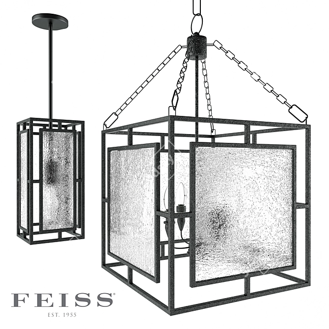 Elegant Feiss Mini-Pendant Chandelier 3D model image 1