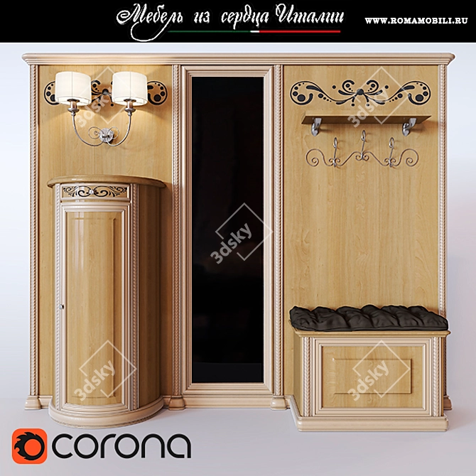 Siena Avorio Italian Hallway Furniture 3D model image 1