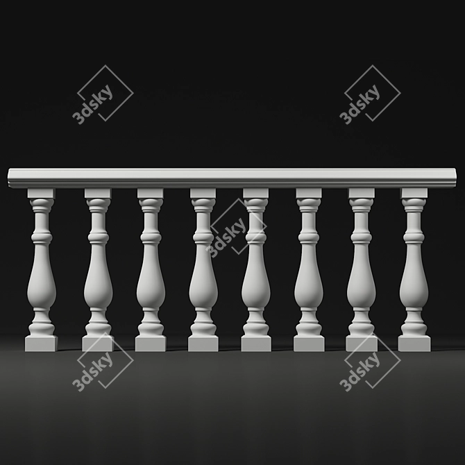 Elegant Classical Balustrade 3D model image 1