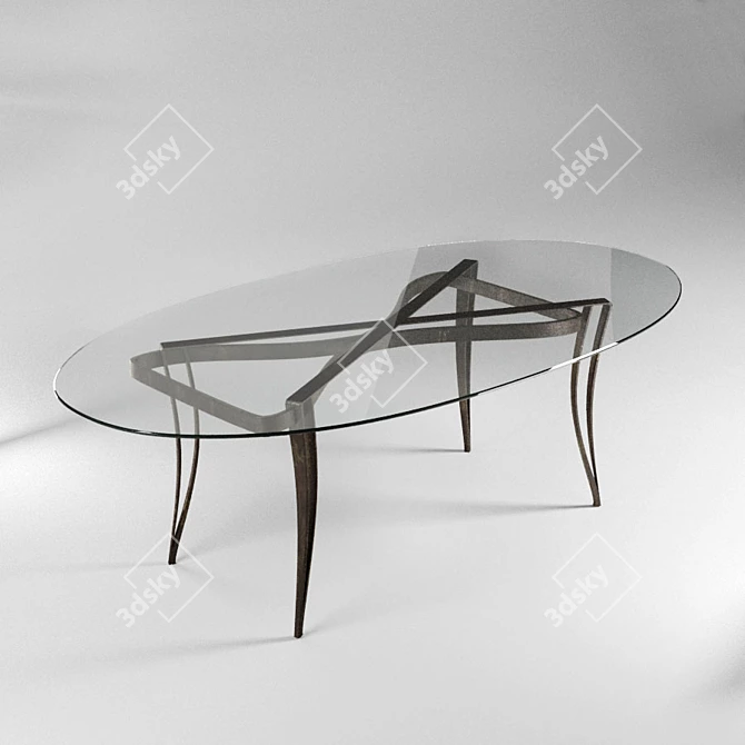 Elegant Liberty Oval Dining Table 3D model image 1