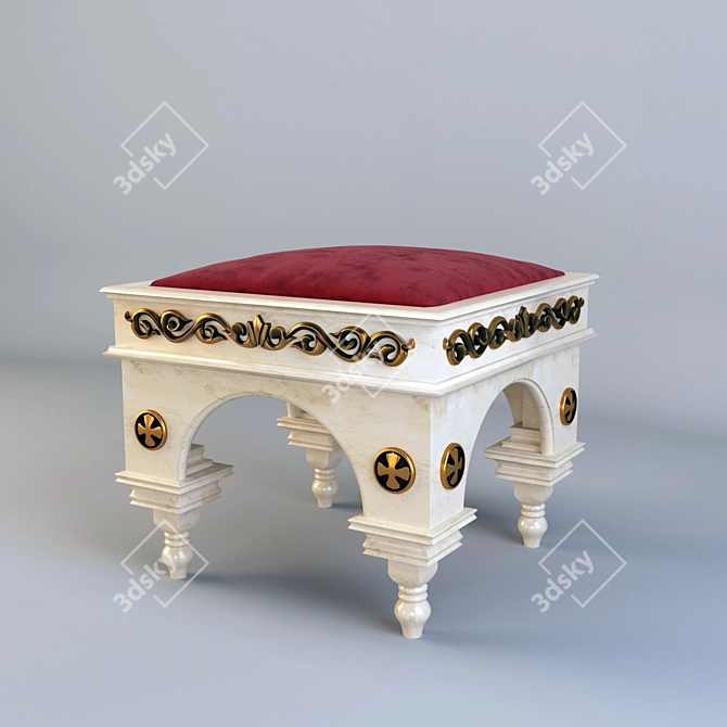 Classic Stool with Soft Seat 3D model image 1