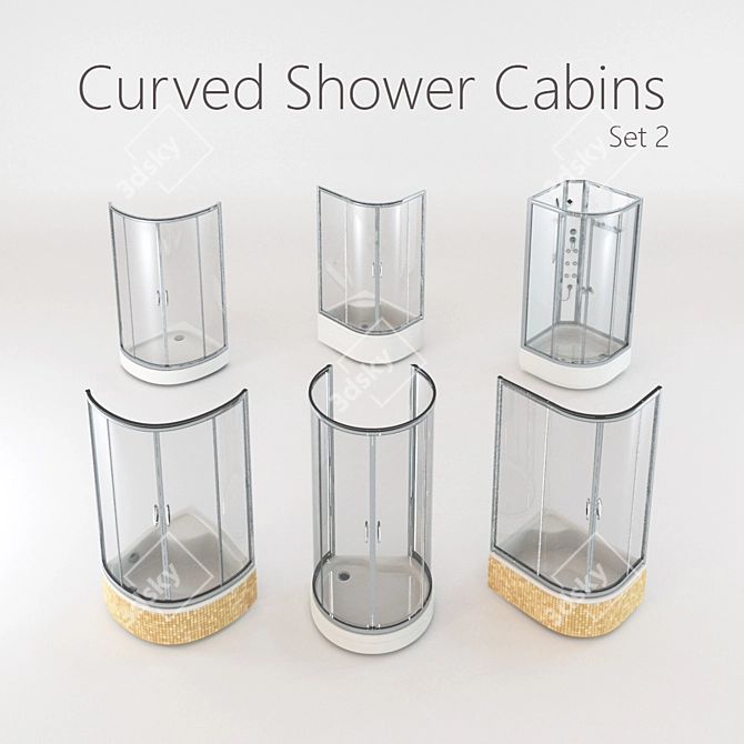 Luxury Curved Shower Cabins Set 3D model image 1