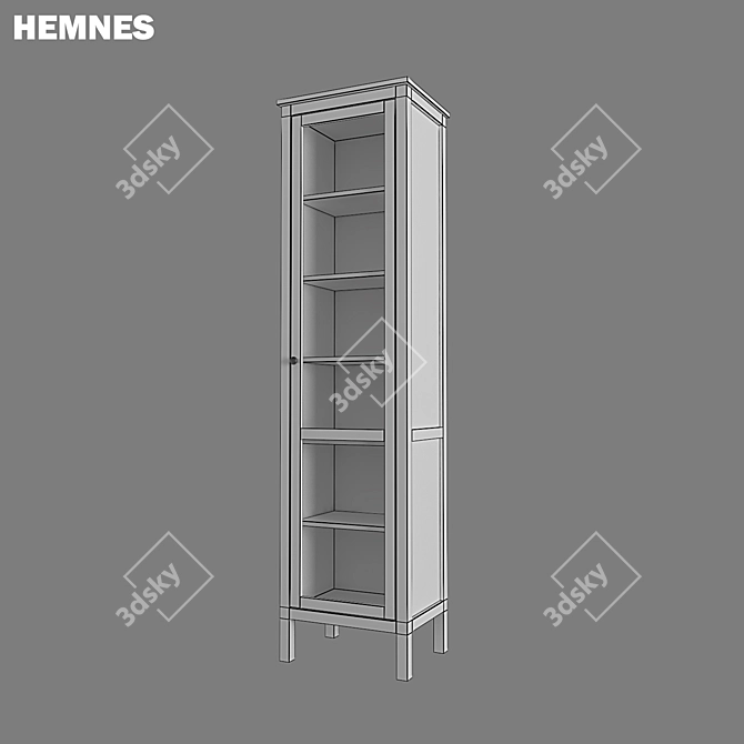 HEMNES White Stain Display Cabinet 3D model image 2