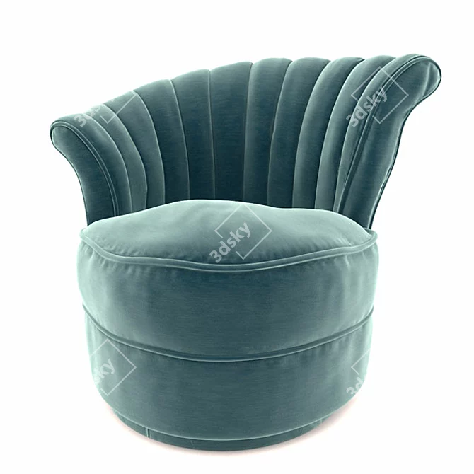 Elegant Cameron Turquoise Swivel Chair 3D model image 1