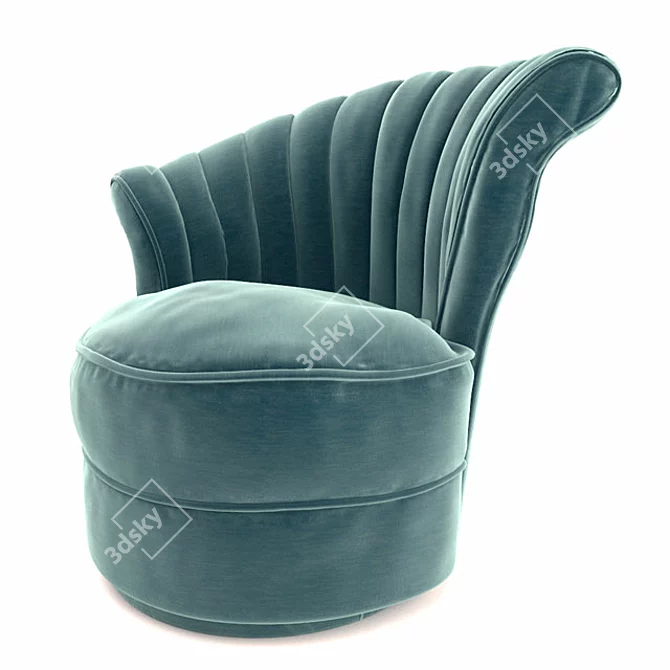 Elegant Cameron Turquoise Swivel Chair 3D model image 2