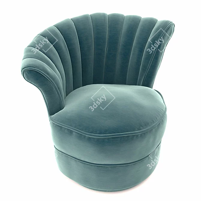 Elegant Cameron Turquoise Swivel Chair 3D model image 3