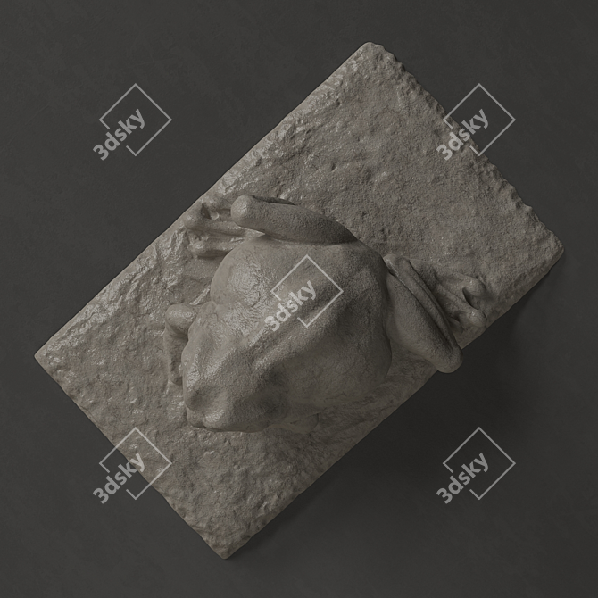 Title: Concrete Frog Sculpture 3D model image 2