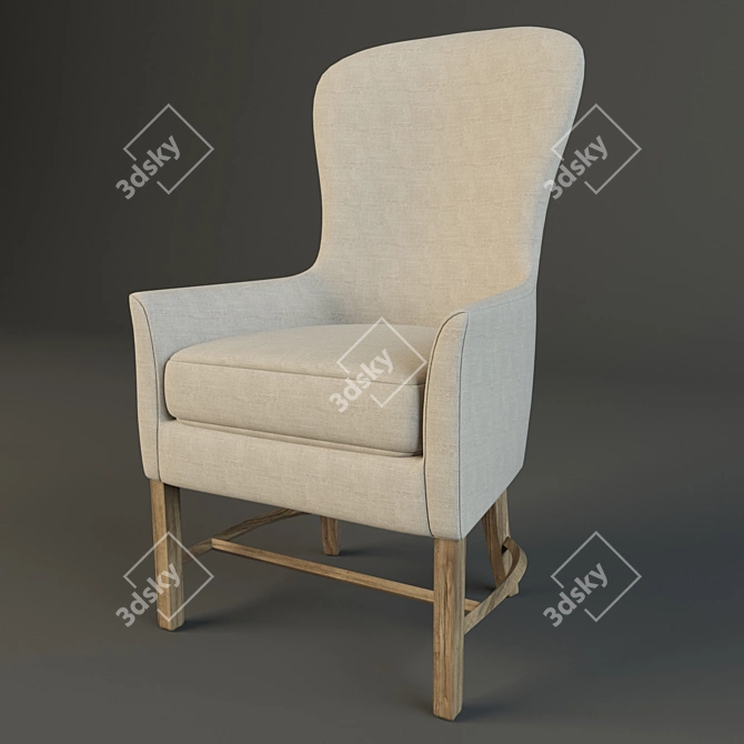 Elegant Sloan Fabric Armchair 3D model image 1