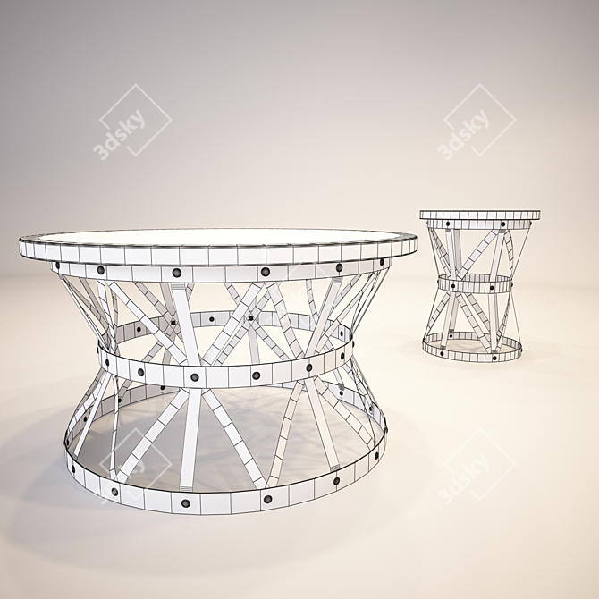 Rustic Barrel Coffee Table 3D model image 2