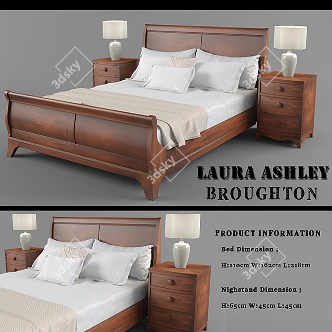 Laura Ashley Broughton Bed: Elegant and Timeless 3D model image 1