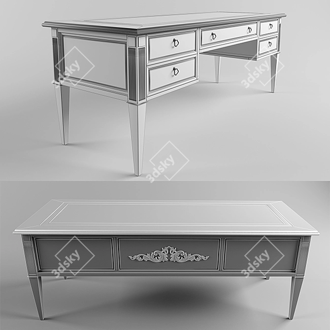 Elegant Classic Desk 3D model image 3