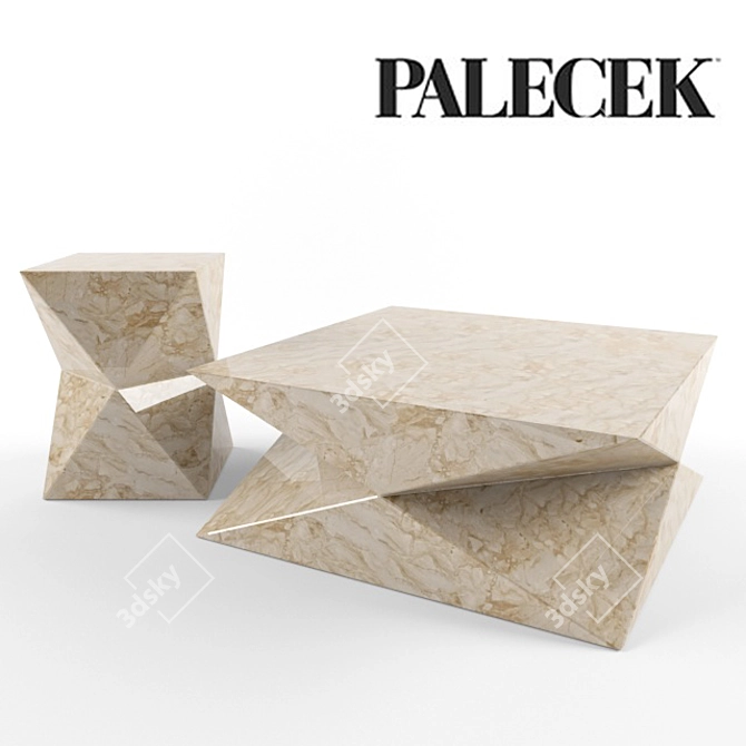Elegant Triton Stone Side Table 3D model image 1