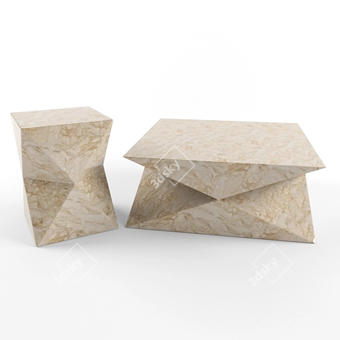 Elegant Triton Stone Side Table 3D model image 2