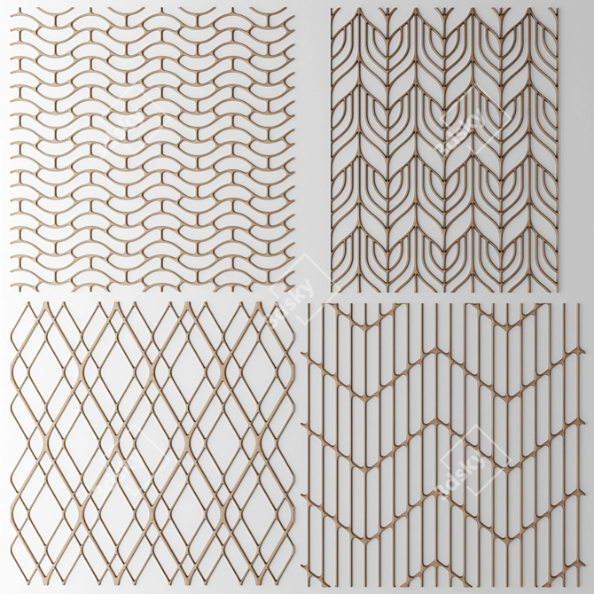 Decorative Mesh Grill Panel Set 3D model image 1