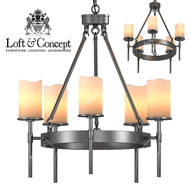 Industrial Loft Chandelier 3D model image 1