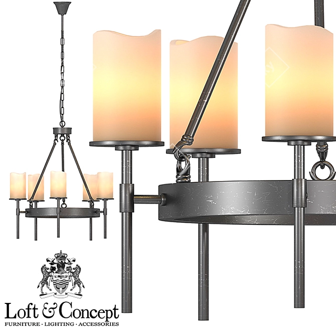 Industrial Loft Chandelier 3D model image 2