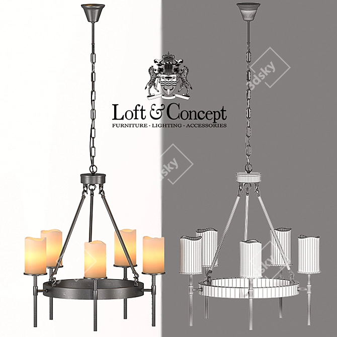 Industrial Loft Chandelier 3D model image 3