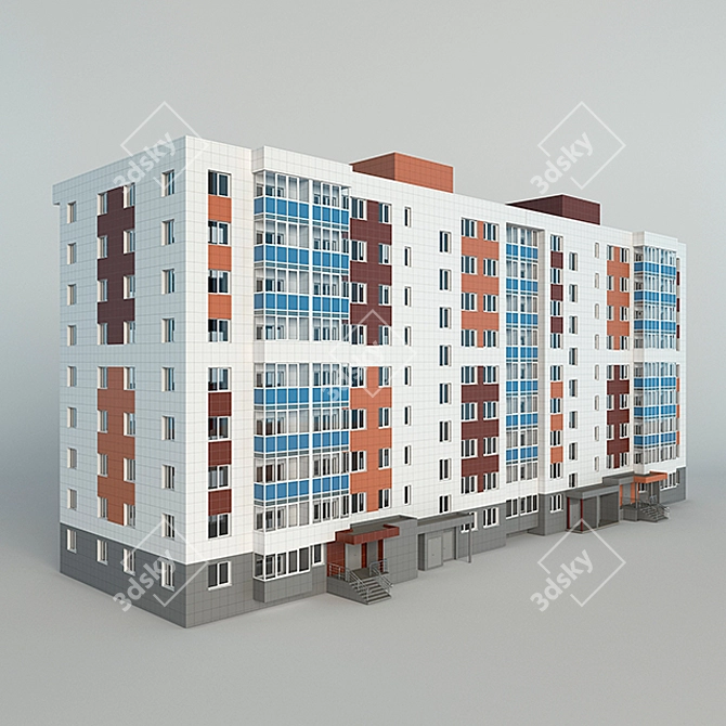 Modern Nine-Story Residence 3D model image 1