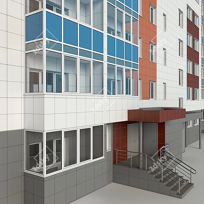Modern Nine-Story Residence 3D model image 2