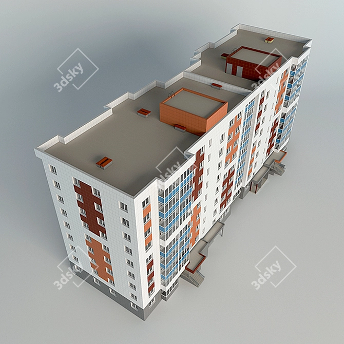 Modern Nine-Story Residence 3D model image 3