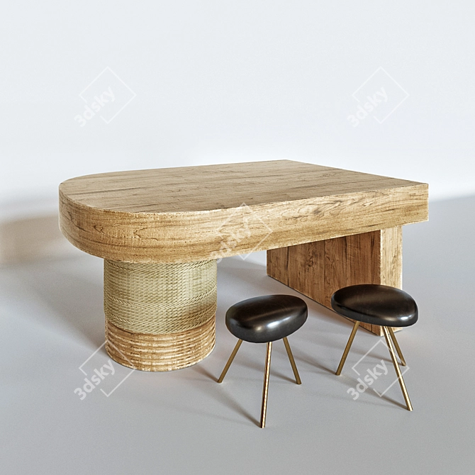 Modern Audoux-Minet Table & Chair Set 3D model image 1
