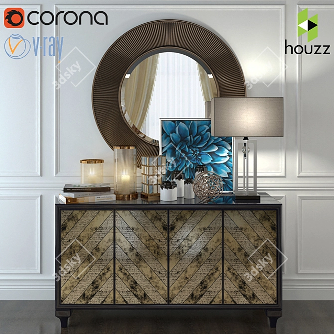 Elegant Mirror & Console Set 3D model image 1