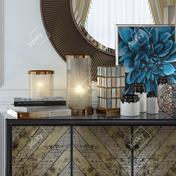 Elegant Mirror & Console Set 3D model image 2