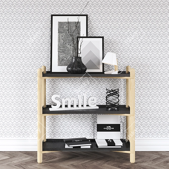 Modern Nightstand Cross Shelf 3D model image 1