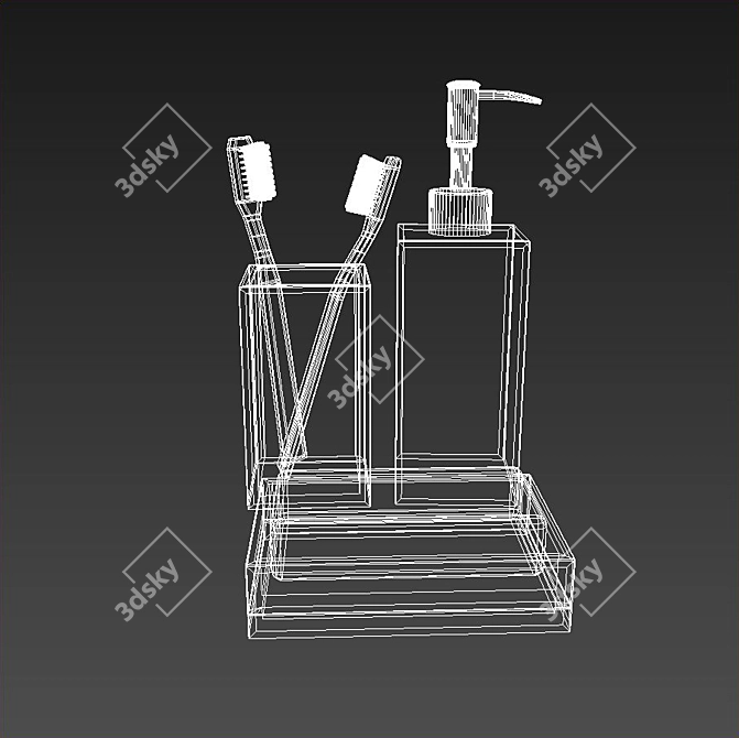 ZARA Black and White Bathroom Set 3D model image 2