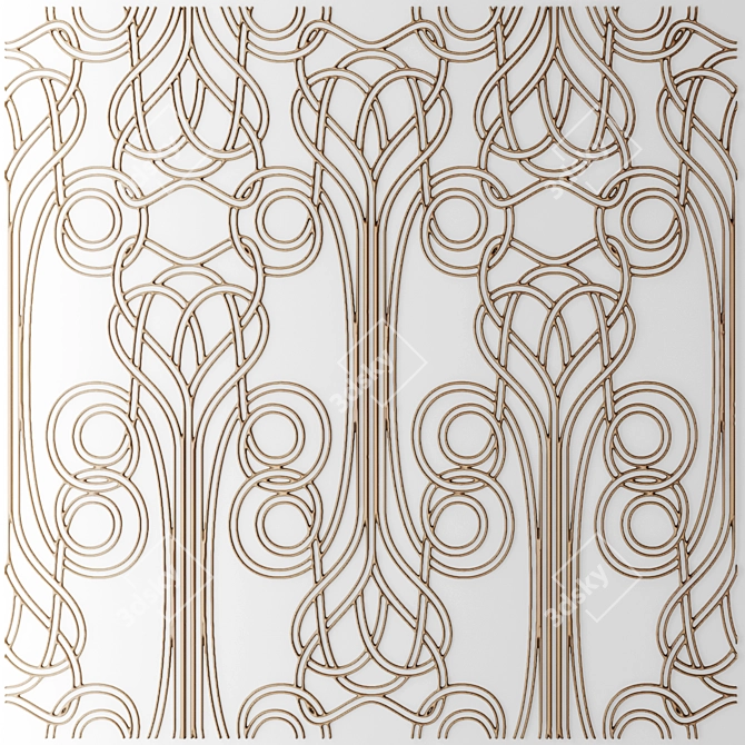 Elegant Art Nouveau Panel 3D model image 1