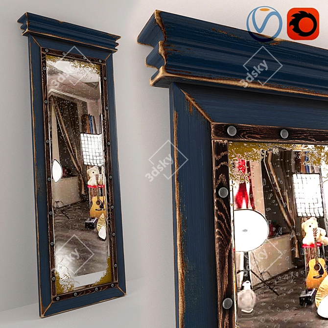 Vintage Full-Length Mirror 3D model image 1