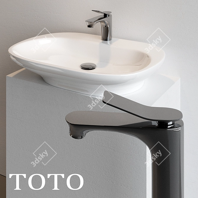 Enhanced TOTO Washbasin: Style Meets Function 3D model image 1