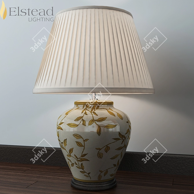 Elegant Gold Leaf Table Lamp 3D model image 1