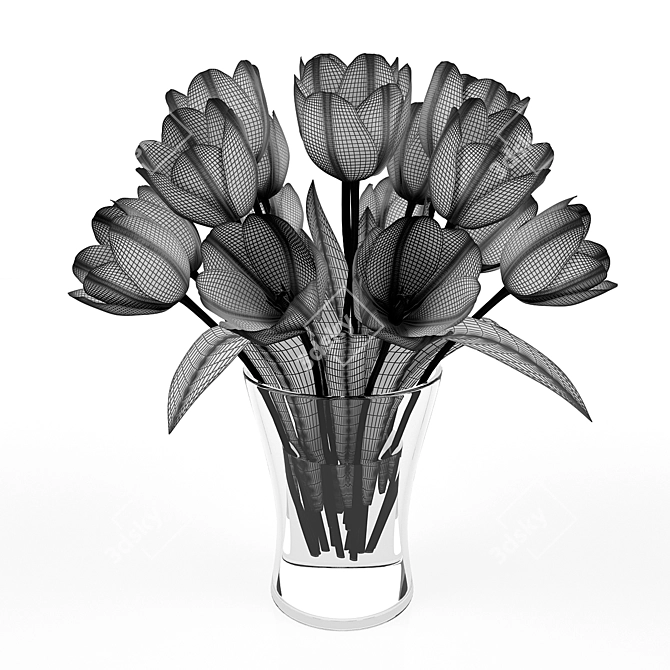 Spring Blooms Bouquet 3D model image 2