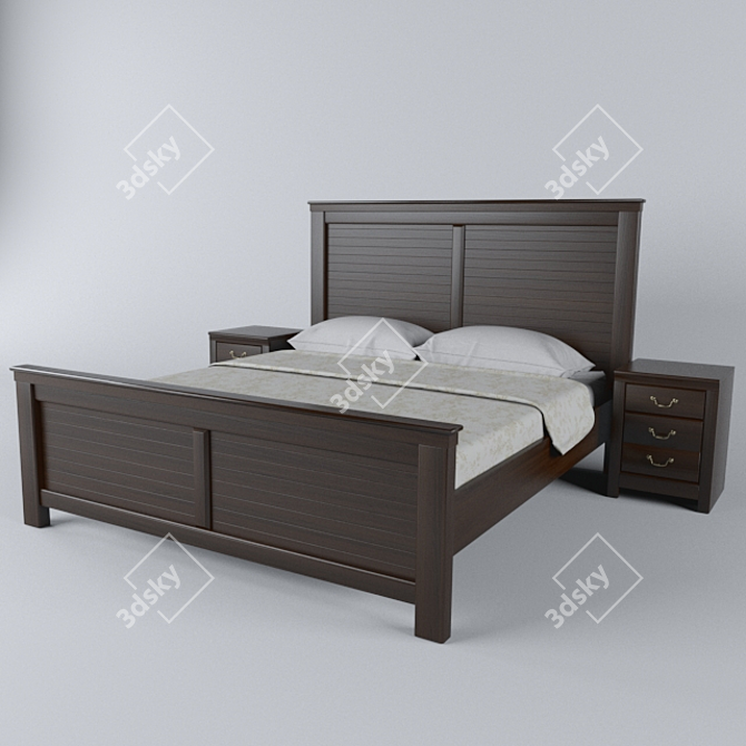 Quinden Panel Bed Set 3D model image 1