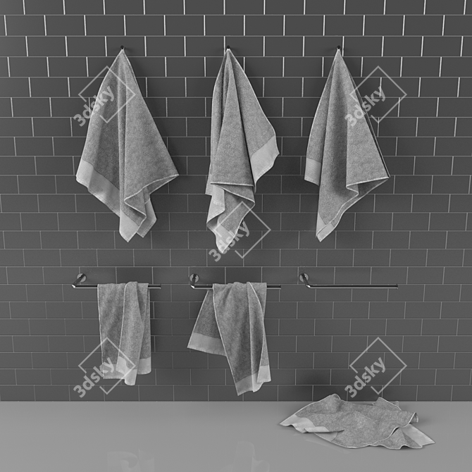 Luxury Soft Bath Towels 3D model image 2