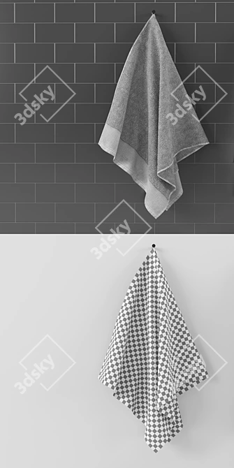 Luxury Soft Bath Towels 3D model image 3