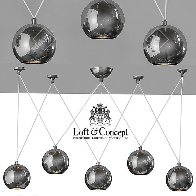 Multisphere Pendant Silver 5: Modern Loft Hanging Lamp 3D model image 2