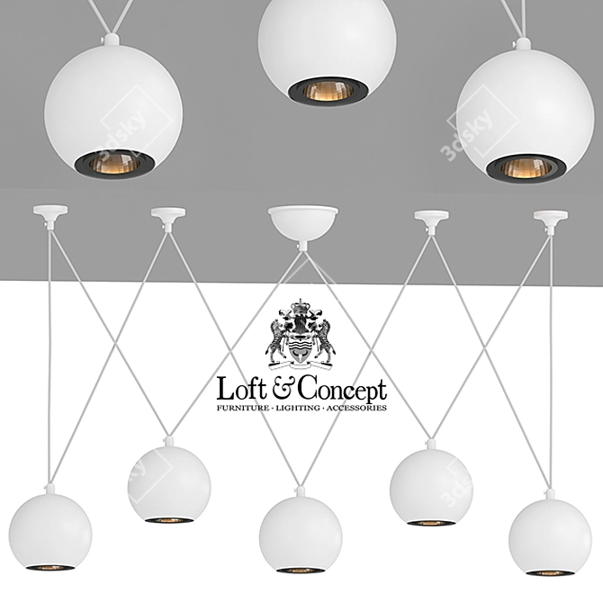 Multisphere Pendant Silver 5: Modern Loft Hanging Lamp 3D model image 3