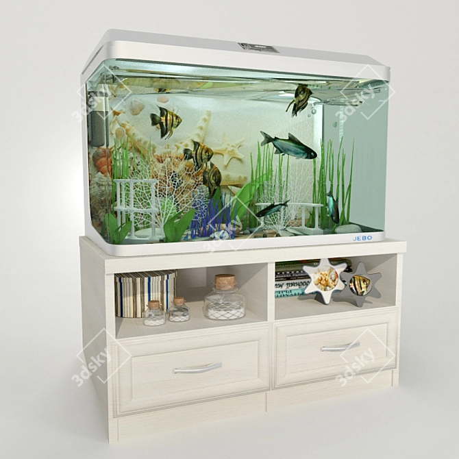 Modern Aquarium with Built-in Lighting & Water Filtration 3D model image 1