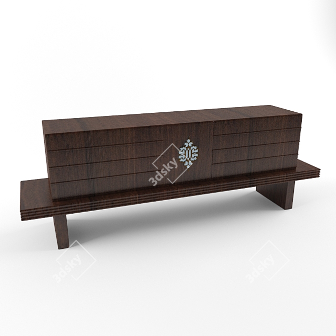 Elegant Wood Cabinet: W190cmxD45cmxH70cm 3D model image 1