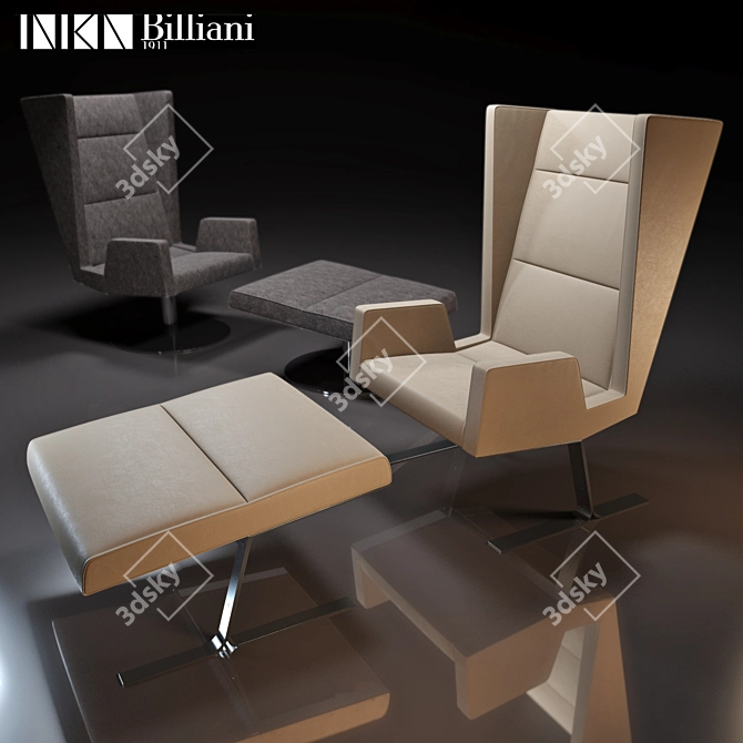 Elegant Steel Armchairs by Billiani 3D model image 1