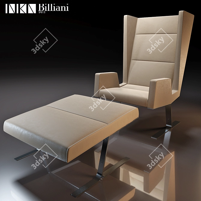 Elegant Steel Armchairs by Billiani 3D model image 2