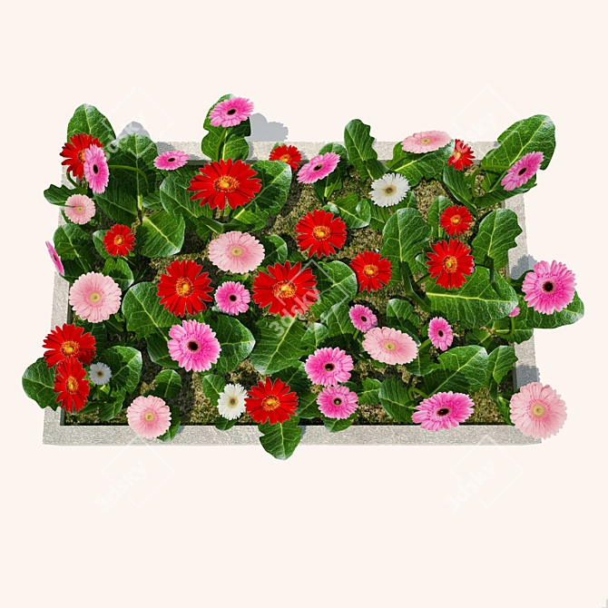 Charming Flower Bed - Perfect Exterior Accent 3D model image 2