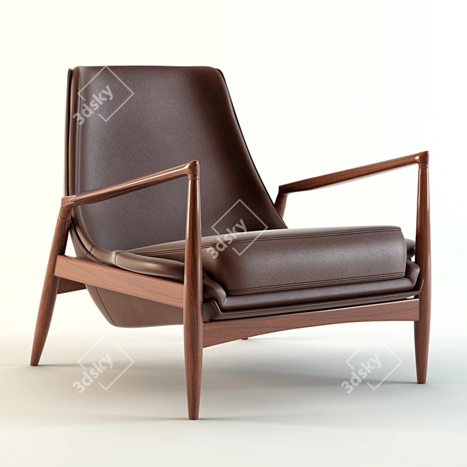 Modern Scandinavian Low Back Chair 3D model image 1